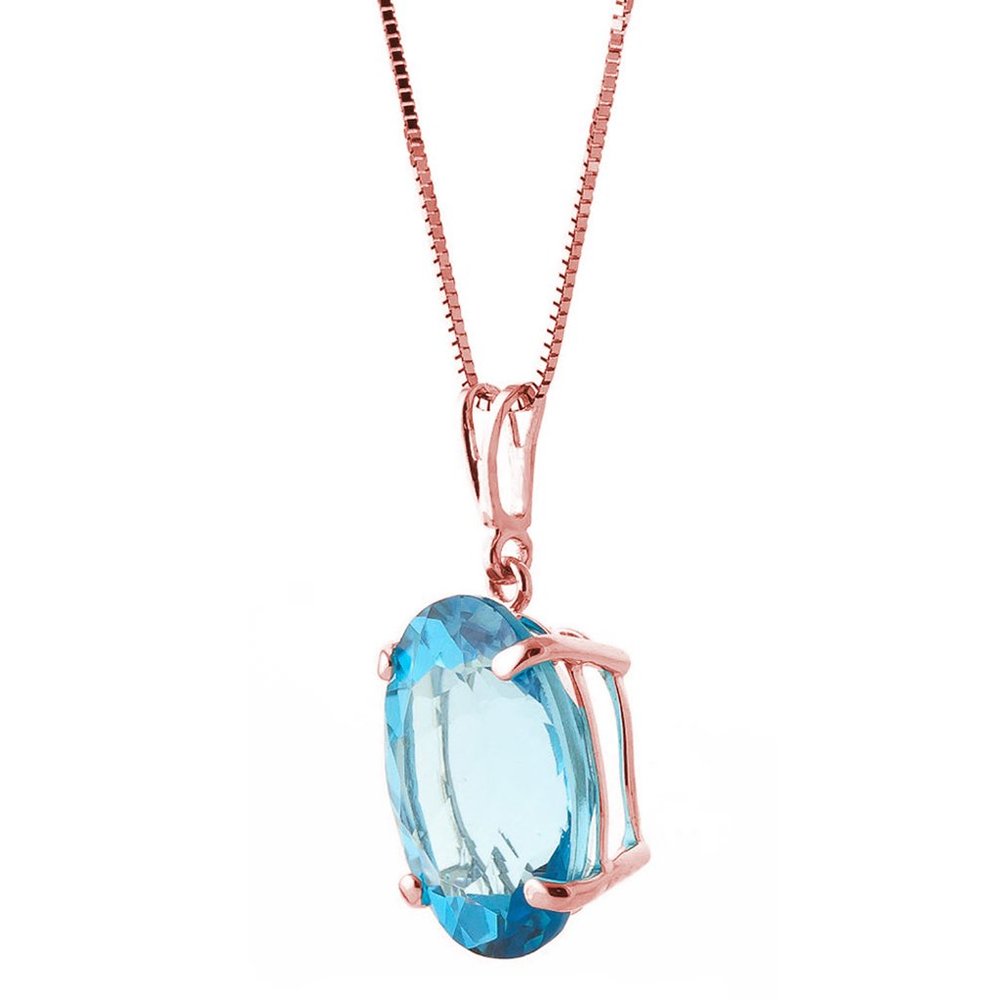 14K. SOLID GOLD NECKLACE WITH OVAL BLUE TOPAZ - Picture 3 of 11